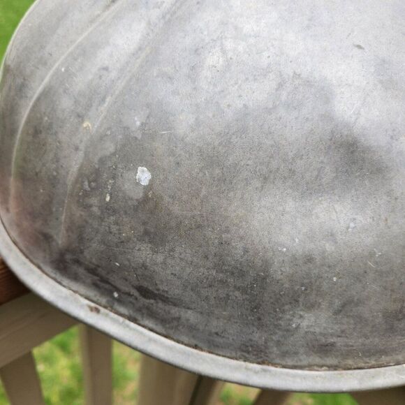 Antique Early Pewter Signed Food Dome Cloche Cover English Grape Leaf Handle - Picture 5 of 10